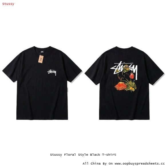 Stussy Floral Style Black T-shirt