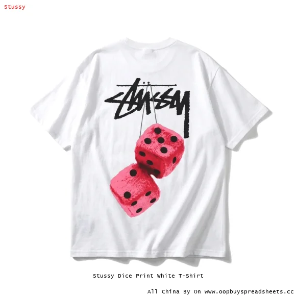 Stussy Dice Print White T-Shirt