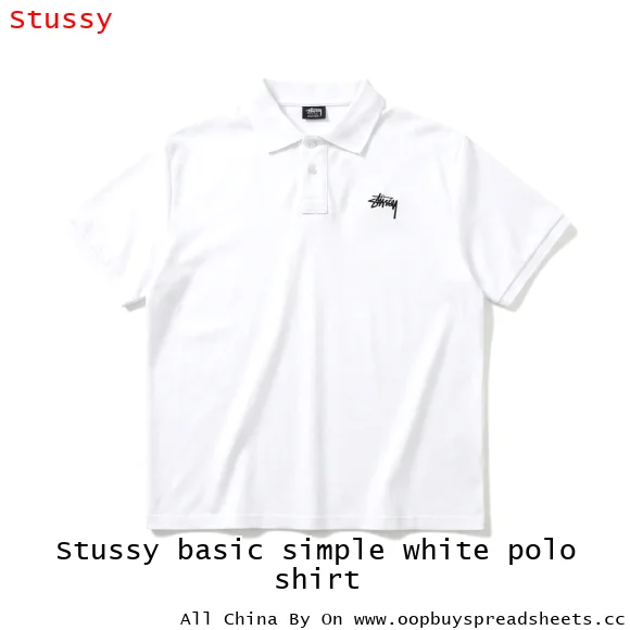Stussy basic simple white polo shirt