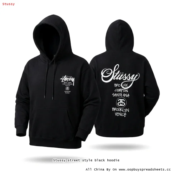 Stussy street style black hoodie