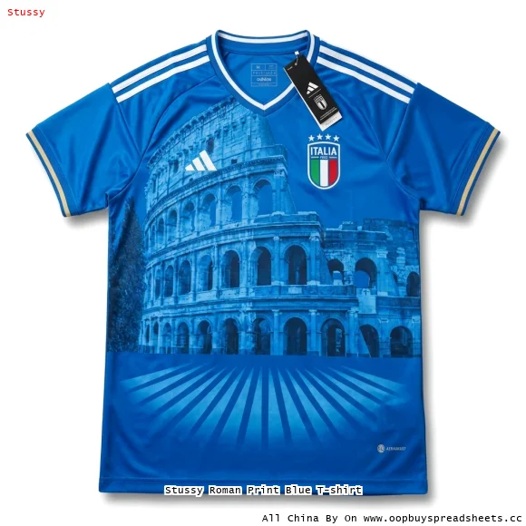 Stussy Roman Print Blue T-shirt