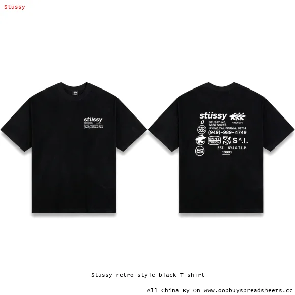 Stussy retro-style black T-shirt