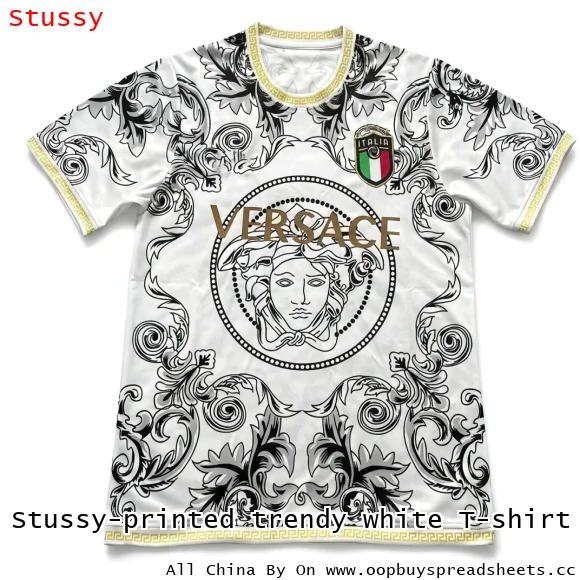 Stussy-printed trendy white T-shirt