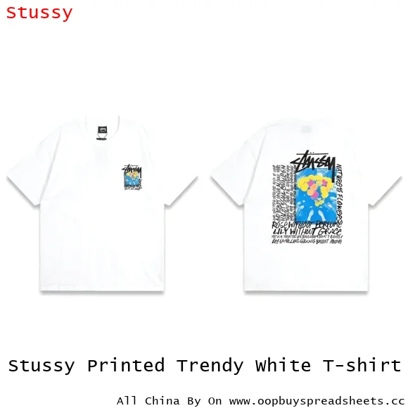 Stussy Printed Trendy White T-shirt