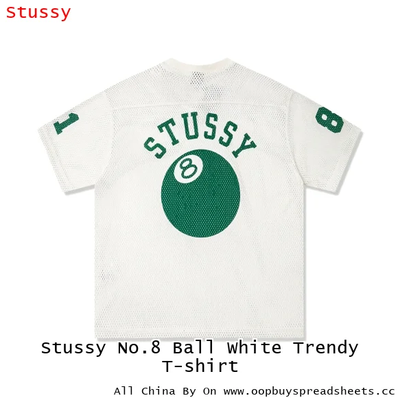 Stussy No.8 Ball White Trendy T-shirt