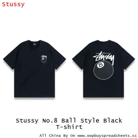 Stussy No.8 Ball Style Black T-shirt