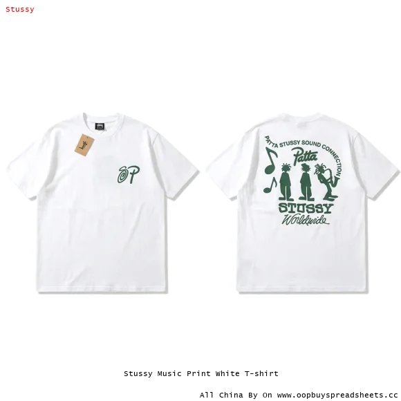 Stussy Music Print White T-shirt