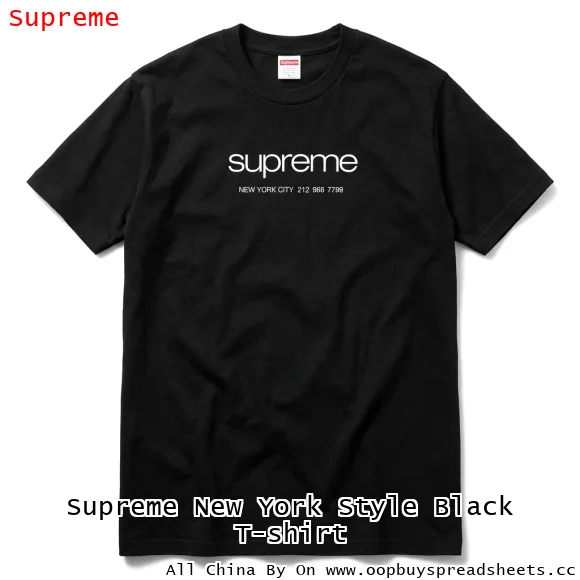 Supreme New York Style Black T-shirt