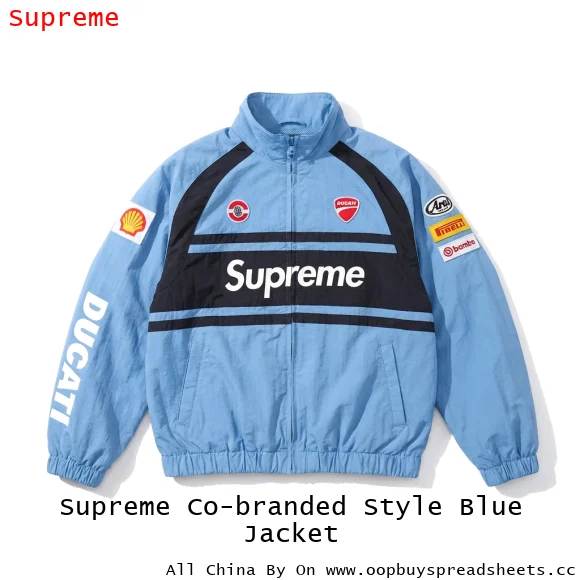 Supreme Co-branded Style Blue Jacket