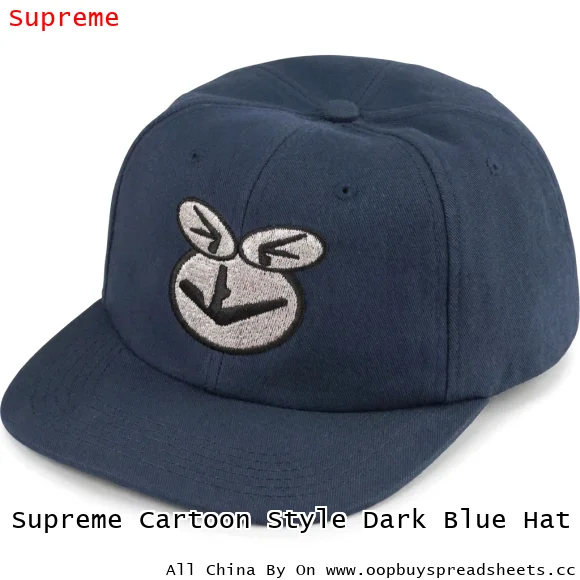 Supreme Cartoon Style Dark Blue Hat