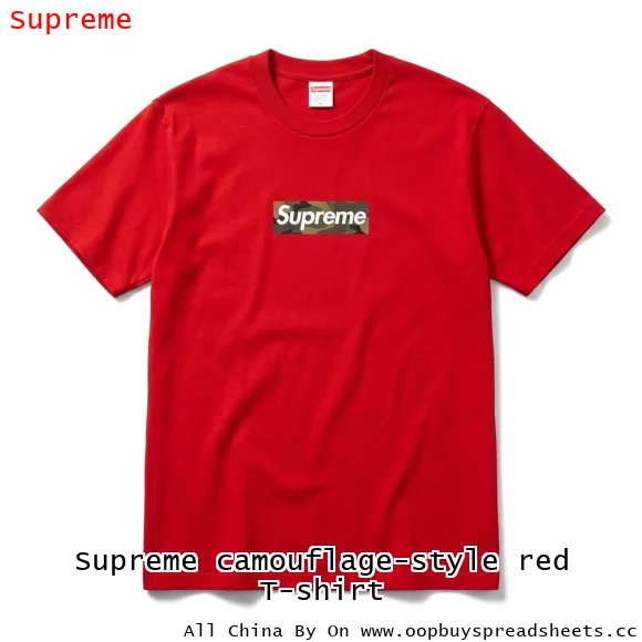 Supreme camouflage-style red T-shirt