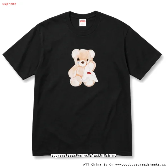 Supreme Bear Print Black T-shirt