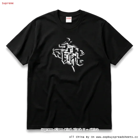 Supreme Flame Wind Black T - Shirt