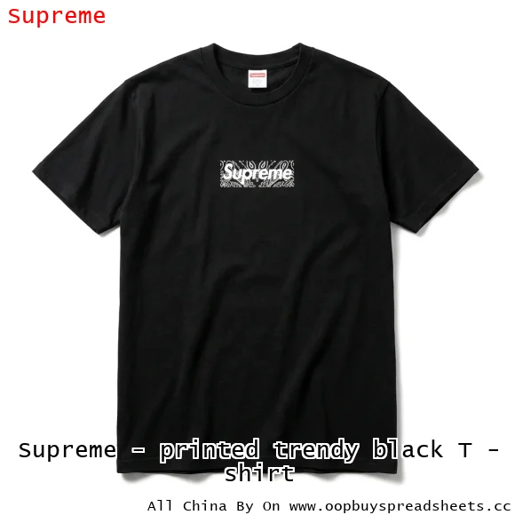 Supreme - printed trendy black T - shirt