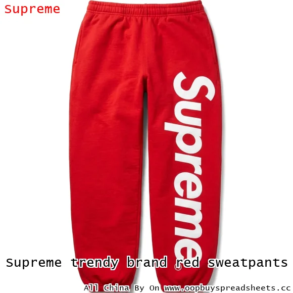 Supreme trendy brand red sweatpants
