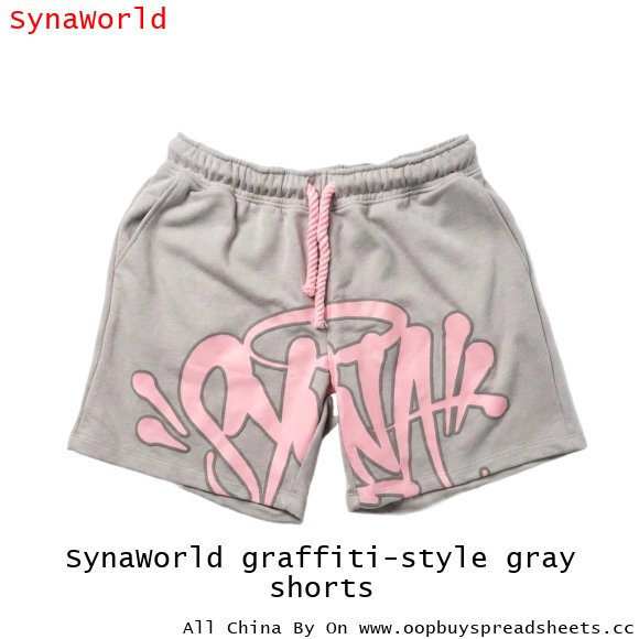 SynaWorld graffiti-style gray shorts