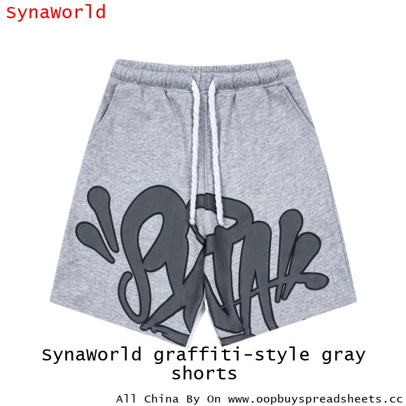 SynaWorld graffiti-style gray shorts