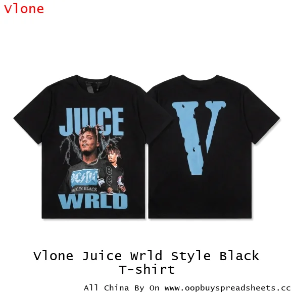 Vlone Juice Wrld Style Black T-shirt