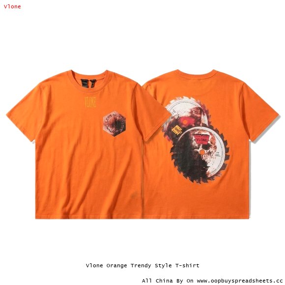 Vlone Orange Trendy Style T-shirt
