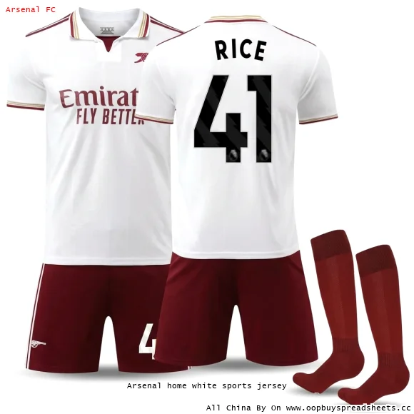 Arsenal home white sports jersey