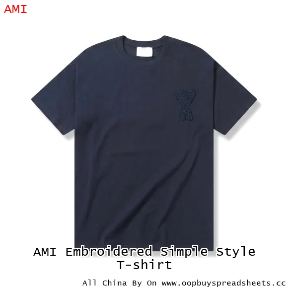 AMI Embroidered Simple Style T-shirt