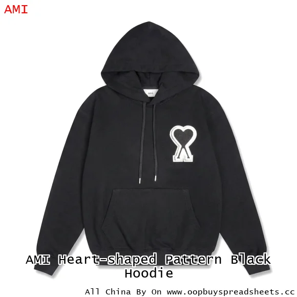 AMI Heart-shaped Pattern Black Hoodie