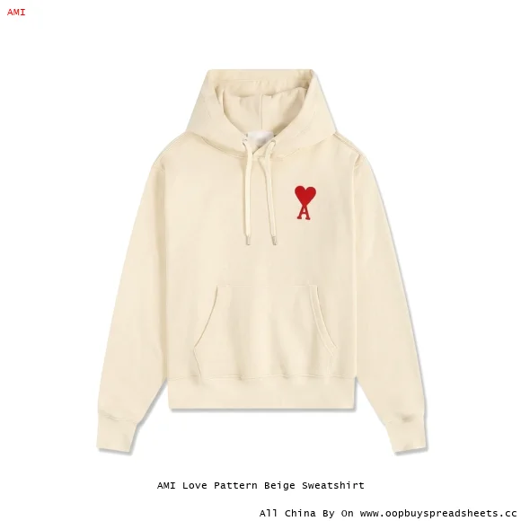 AMI Love Pattern Beige Sweatshirt