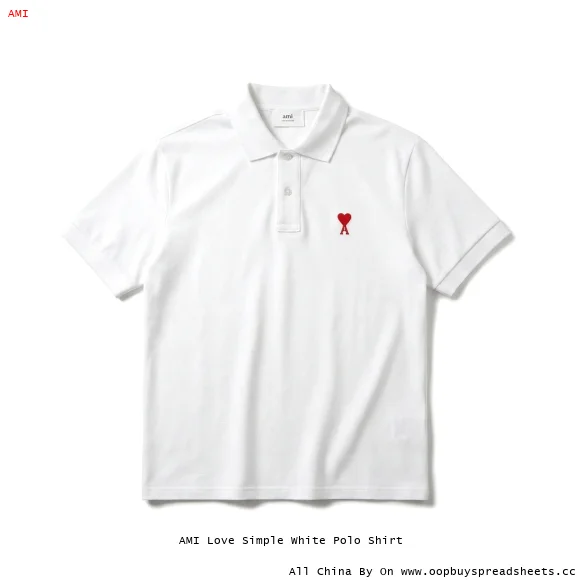 AMI Love Simple White Polo Shirt