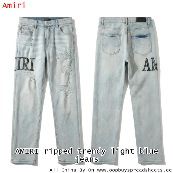 AMIRI ripped trendy light blue jeans