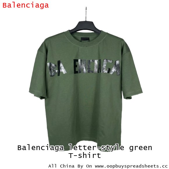 Balenciaga letter-style green T-shirt