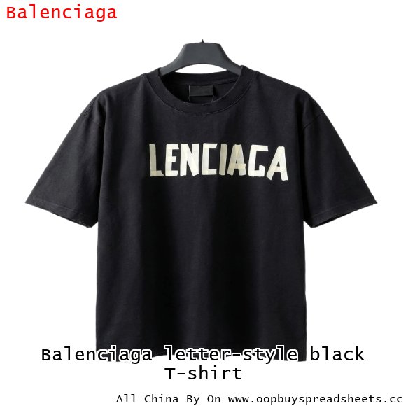 Balenciaga letter-style black T-shirt