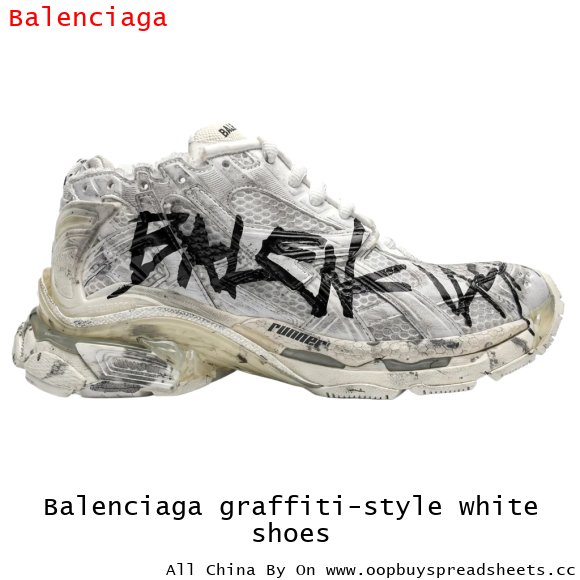 Balenciaga graffiti-style white shoes