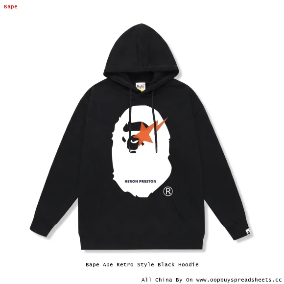 Bape Ape Retro Style Black Hoodie
