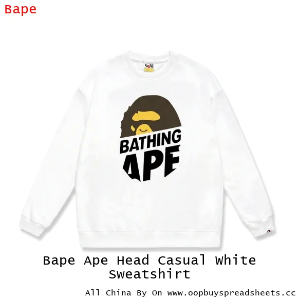 Bape Ape Head Casual White Sweatshirt
