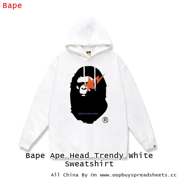 Bape Ape Head Trendy White Sweatshirt