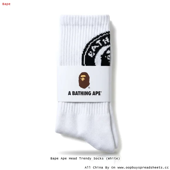 Bape Ape Head Trendy Socks (White)