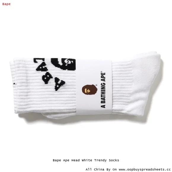 Bape Ape Head White Trendy Socks