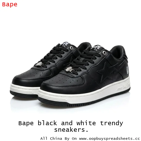 Bape black and white trendy sneakers.