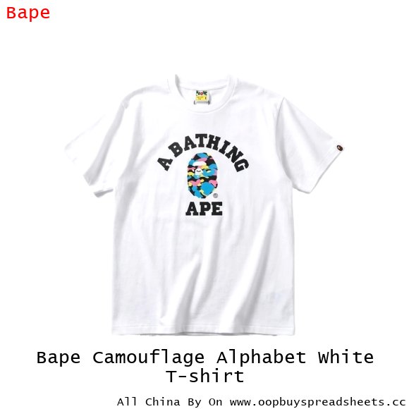 Bape Camouflage Alphabet White T-shirt