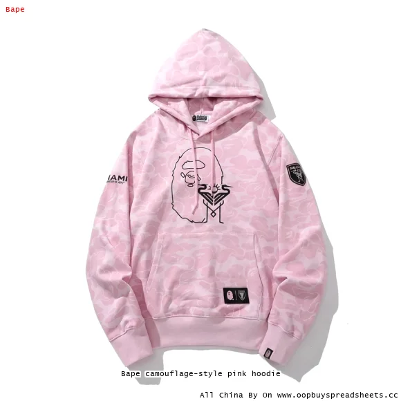 Bape camouflage-style pink hoodie