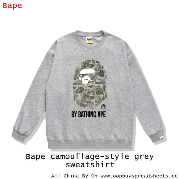Bape camouflage-style grey sweatshirt