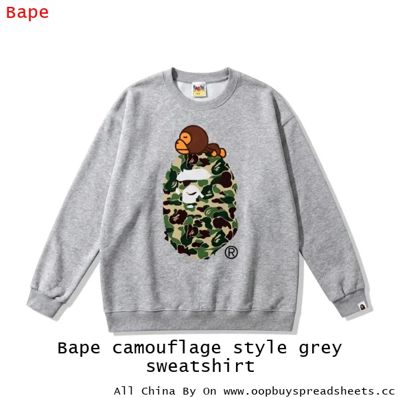 Bape camouflage style grey sweatshirt