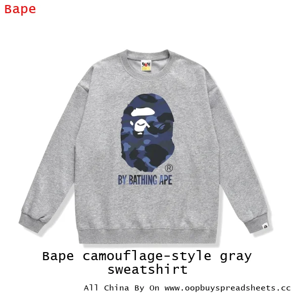 Bape camouflage-style gray sweatshirt