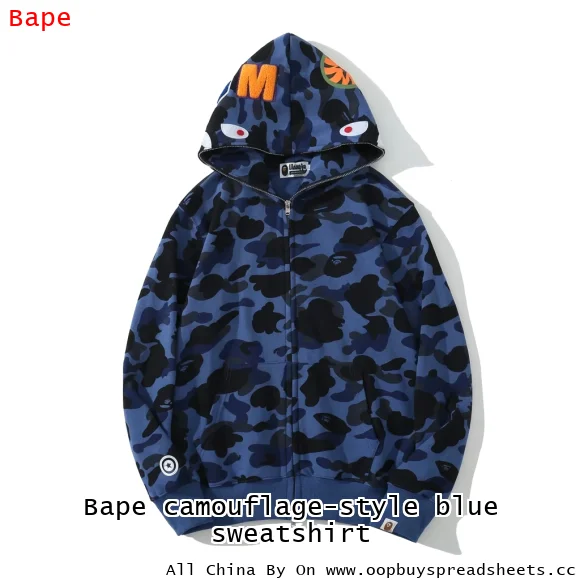 Bape camouflage-style blue sweatshirt