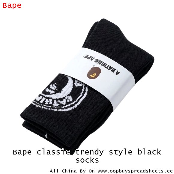 Bape classic trendy style black socks