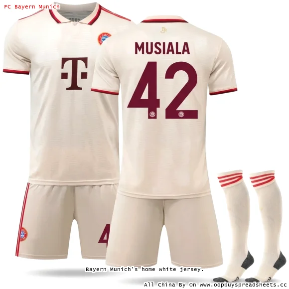 Bayern Munich's home white jersey.