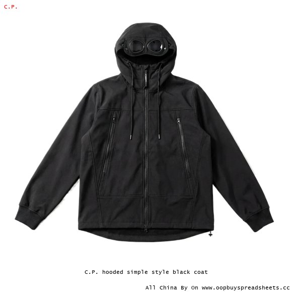 C.P. hooded simple style black coat