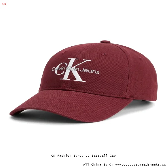 CK Fashion Burgundy Baseball Cap