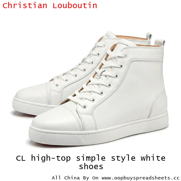 CL high-top simple style white shoes