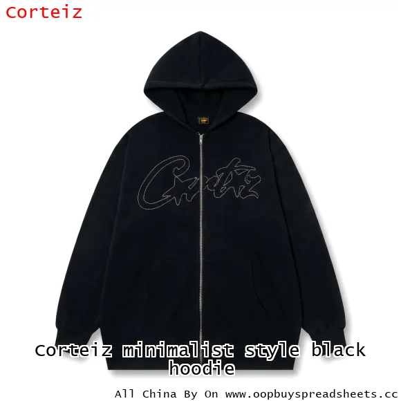 Corteiz minimalist style black hoodie